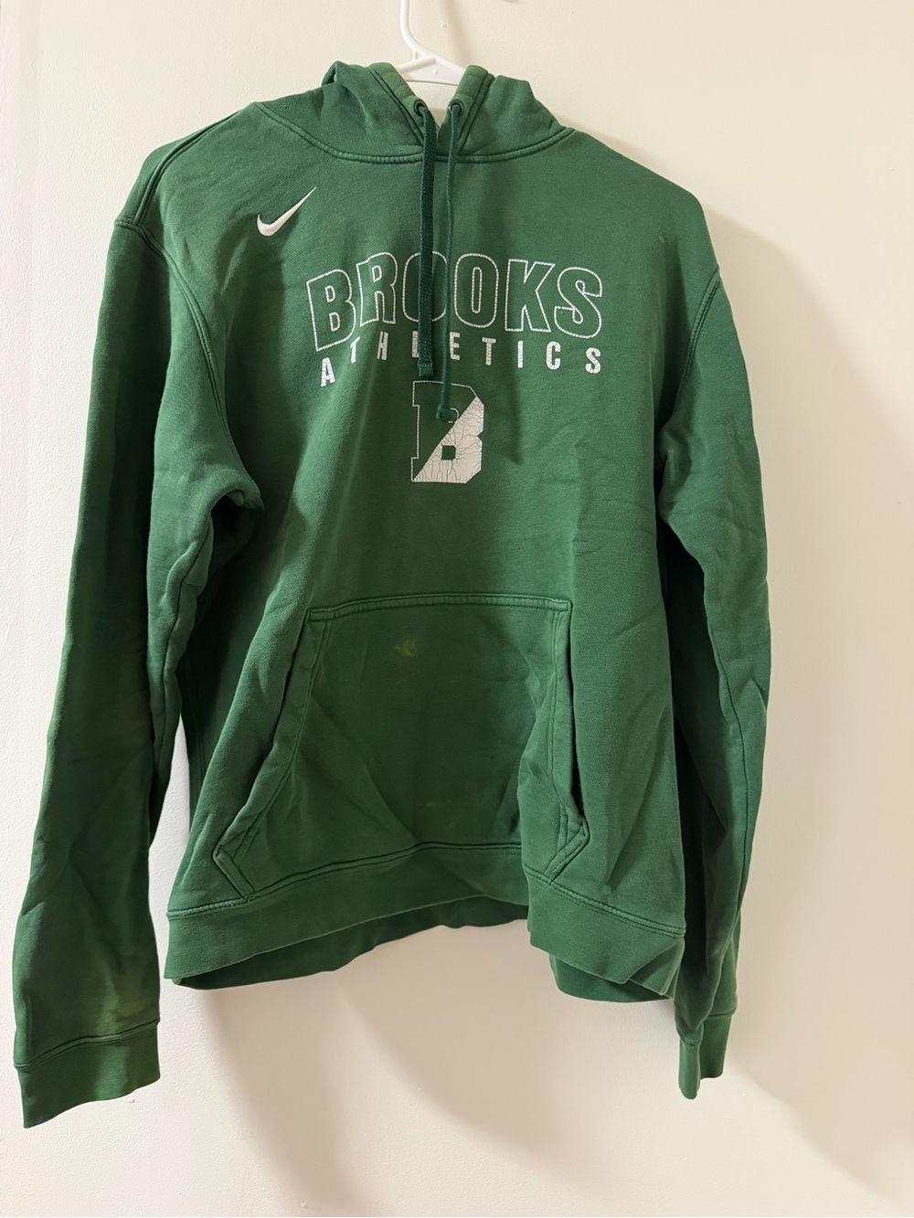 Nike Hoodie Mens M Green Good Brooks Athletics Pullover Swoosh Logo